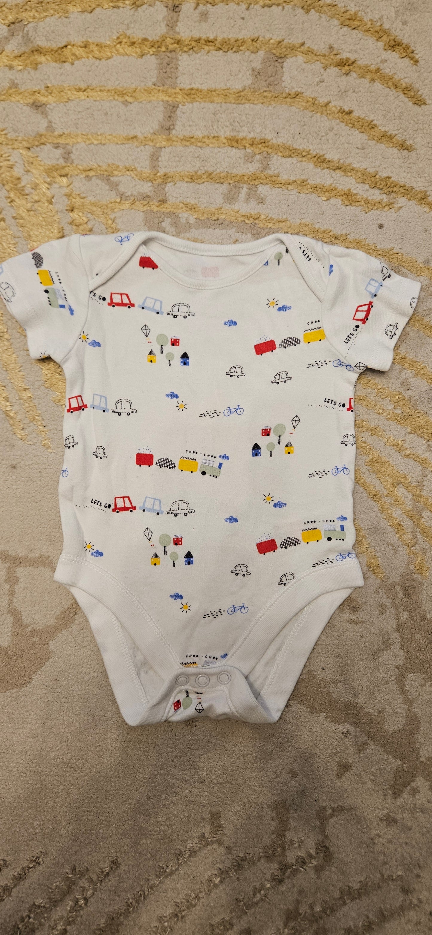 F&F White Transport Shortsleeve Vest 3-6 Months
