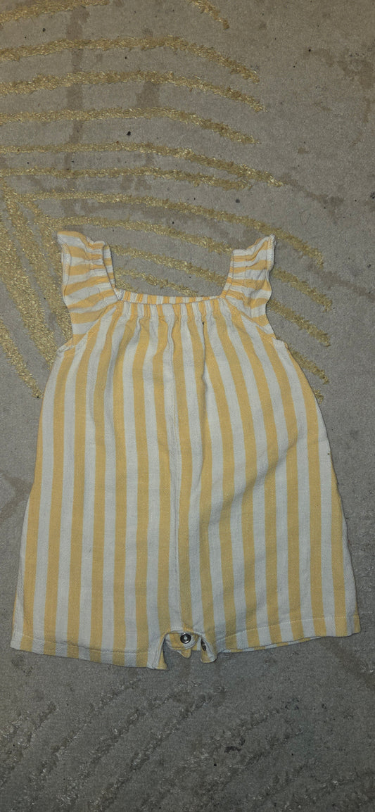 Tu Yellow and White Striped Jumpsuit 3-6 Months
