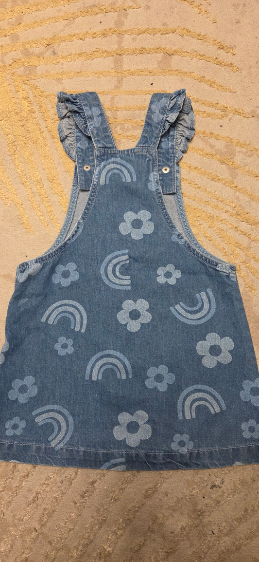 F&F Flower and Rainbow Denim Dress 2-3 Years