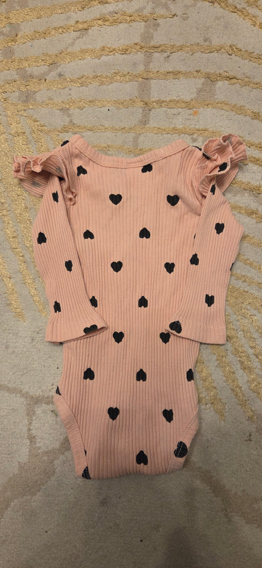 Heart Pattern Longsleeve Vest 0-3 Months