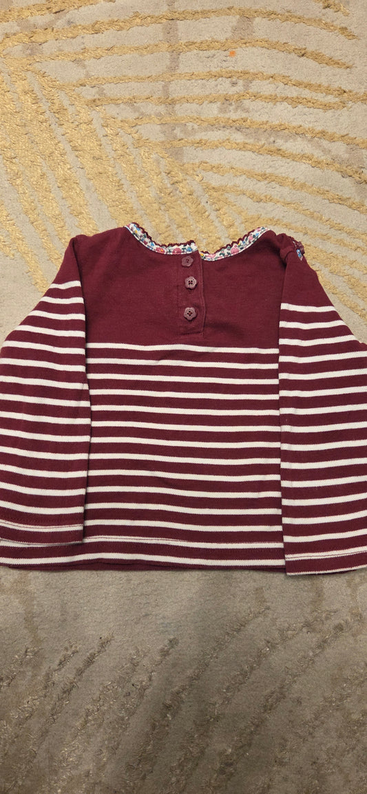 JoJo White and Pink Floral Longsleeve T-Shirt 12-18 Months