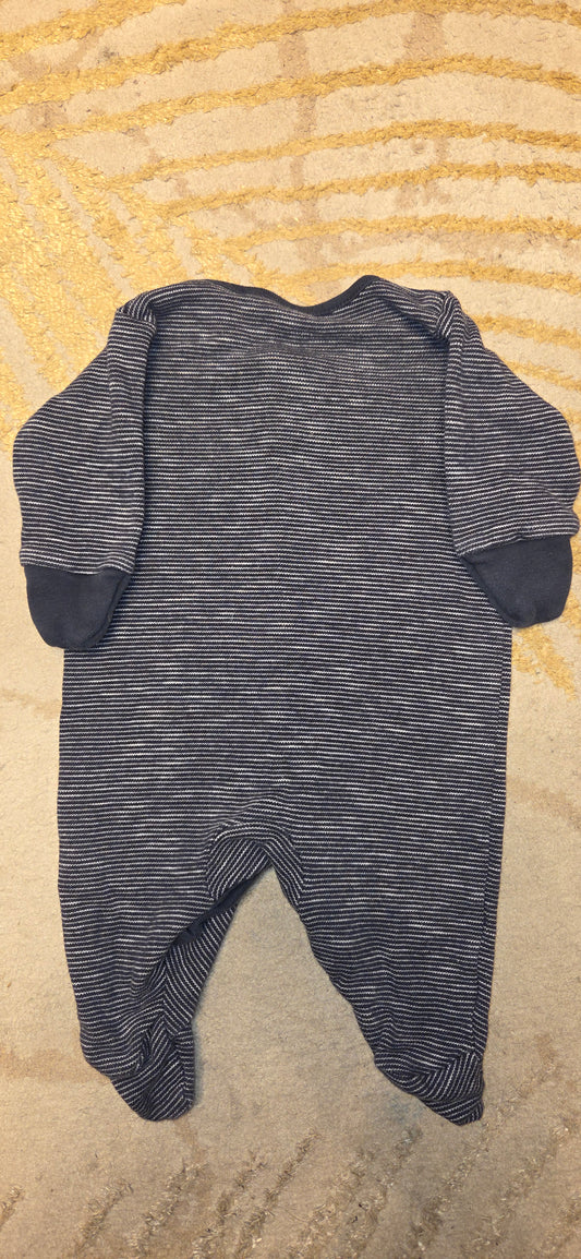 Next Navy and White Striped Sleepsuit Newborn