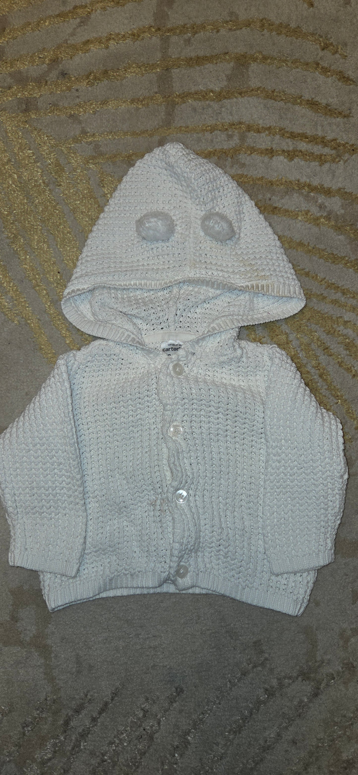 Carter's White Cardigan 0-3 Months