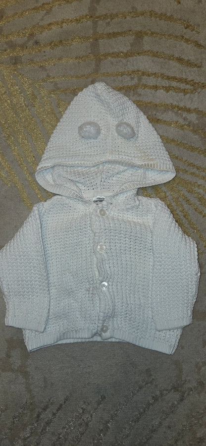 Carter's White Cardigan 0-3 Months
