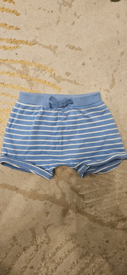 Blue & White Striped Shorts 3-6 Months