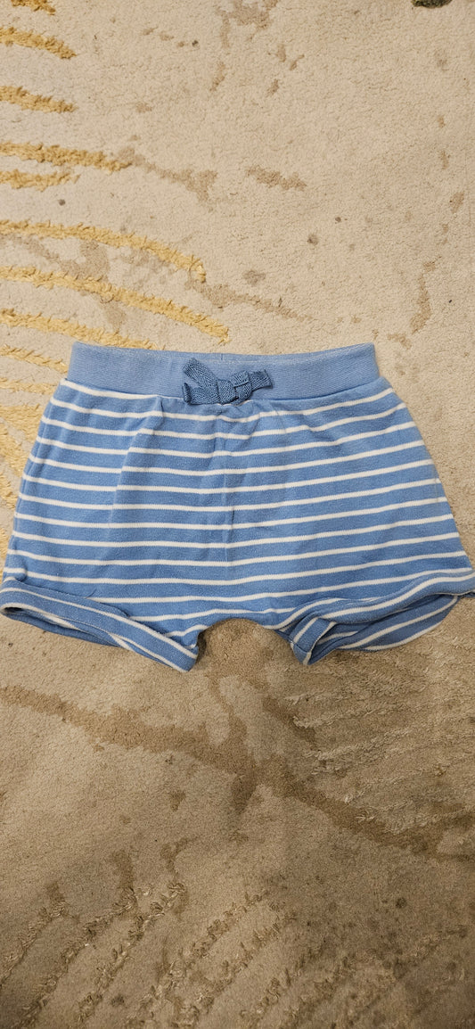 Blue & White Striped Shorts 3-6 Months