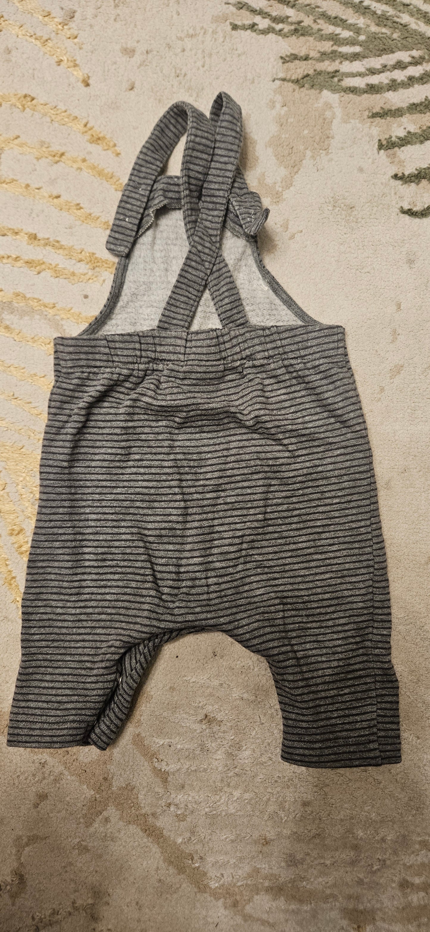 Next Grey Striped Dungarees 3-6 Months