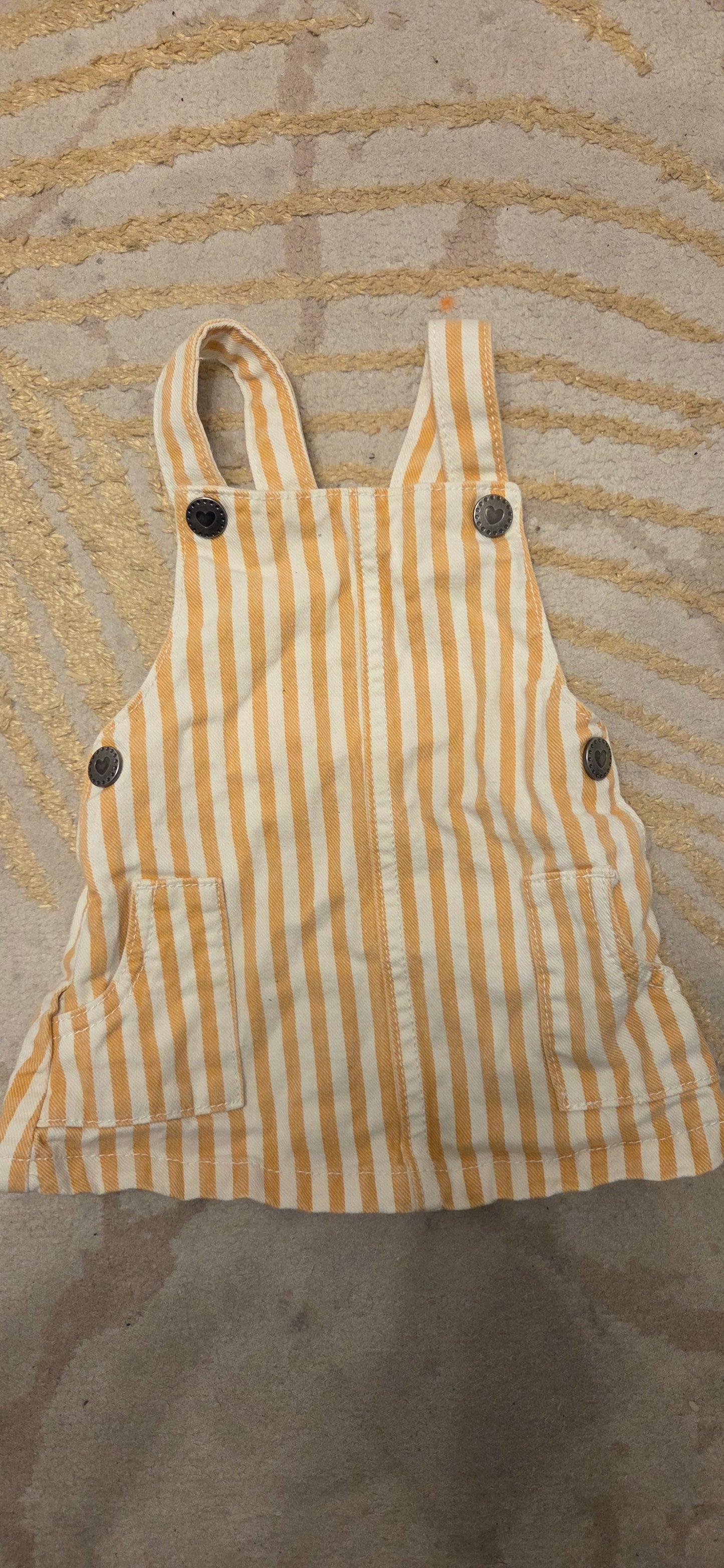 F&F Yellow and White Striped Dress 3-6 Months
