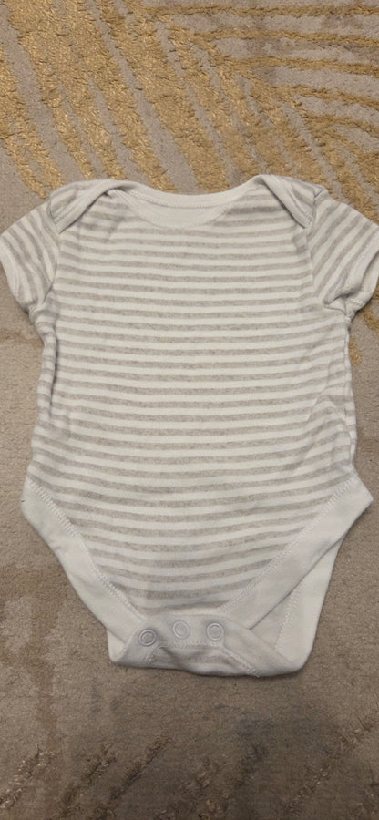 Primark Grey and White Stripped Vest Newborn