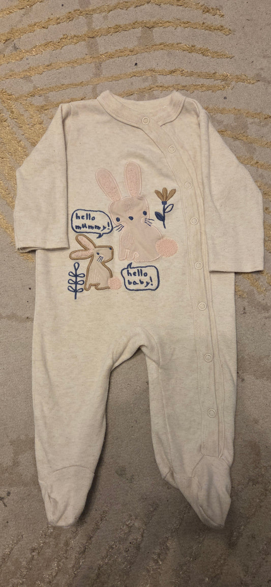 M&Co Bunny Sleepsuit 0-3 Months