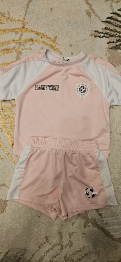 White and Pink Shortsleeve Football Kit 2-3 Years