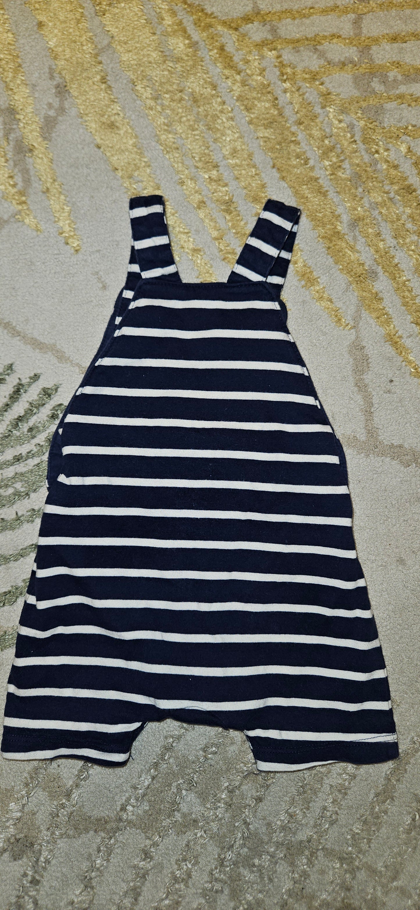 M&S Blue and White Striped Roar Dungarees 3-6 Months