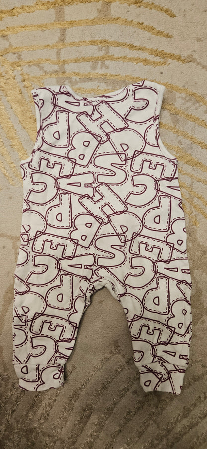 White Letter Dungarees 3-6 Months
