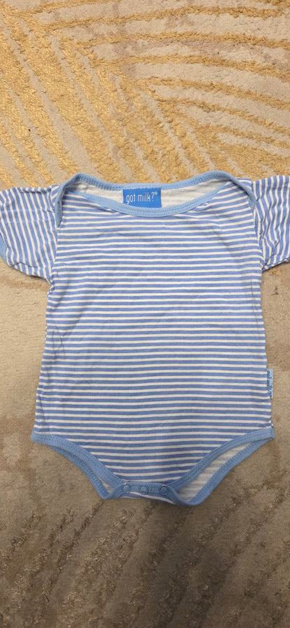 White and Blue Striped Vest 0-3 Months