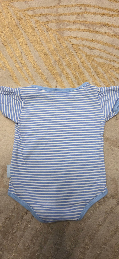 White and Blue Striped Vest 0-3 Months