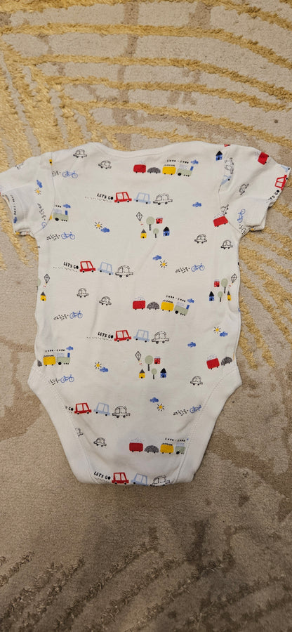 F&F White Transport Shortsleeve Vest 3-6 Months
