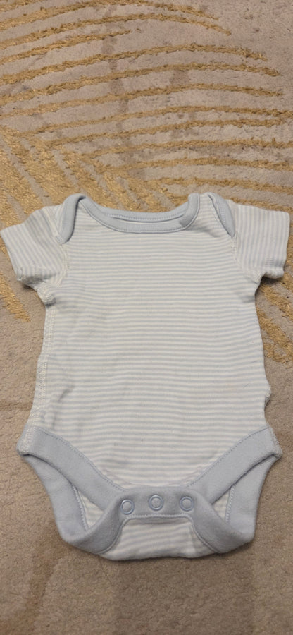 M&S Blue and White Striped Vest Newborn