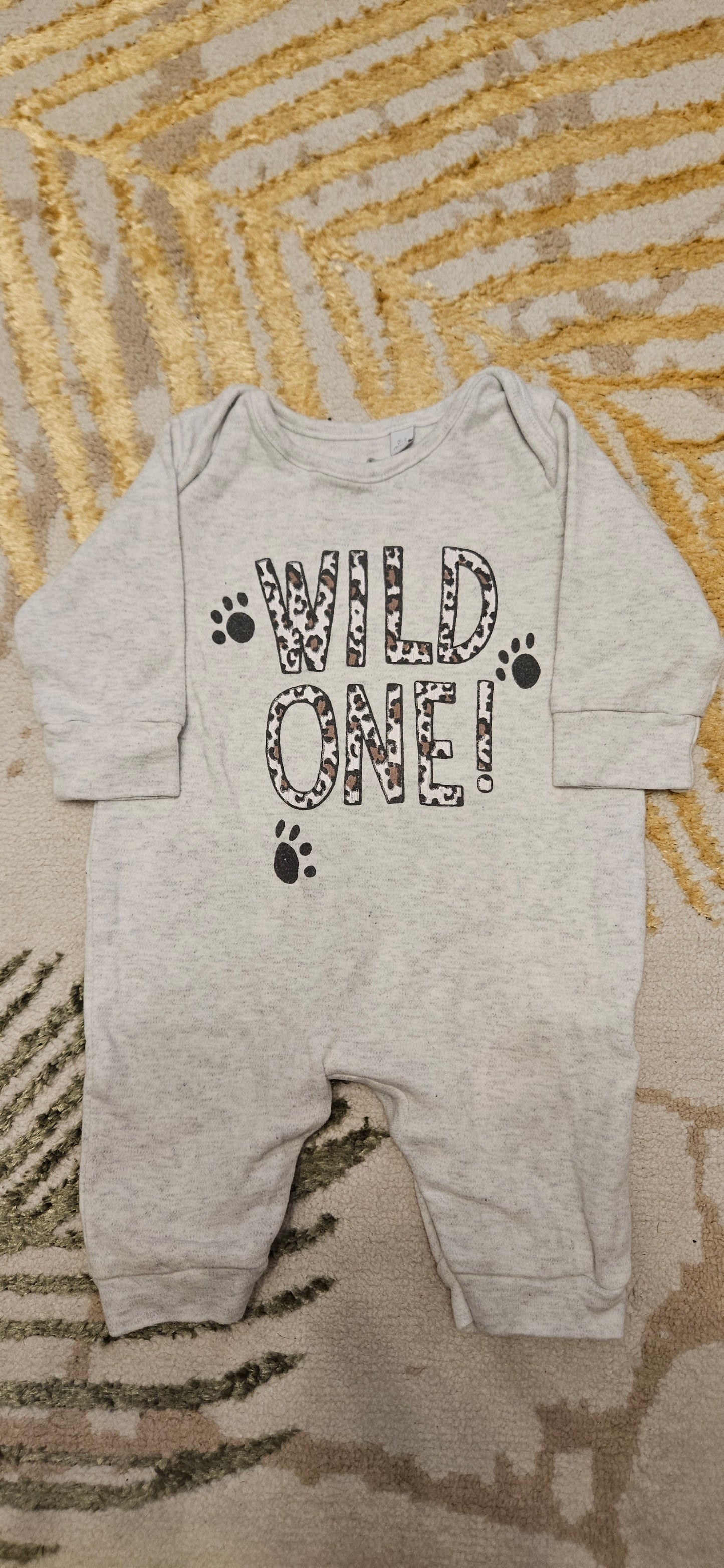 Wild One Grey Sleepsuit 0-3 Months