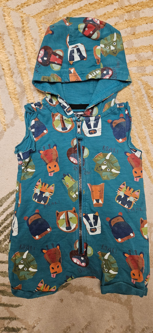 Next Grey Animal Hooded Romper 6-9 Months