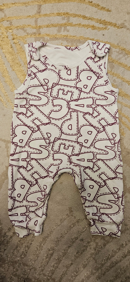 White Letter Dungarees 3-6 Months