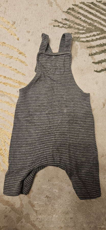 Next Grey Striped Dungarees 3-6 Months