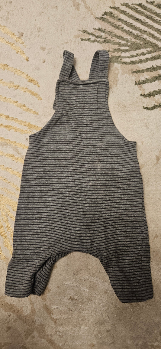 Next Grey Striped Dungarees 3-6 Months