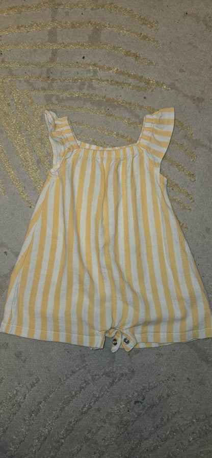 Tu Yellow and White Striped Jumpsuit 3-6 Months